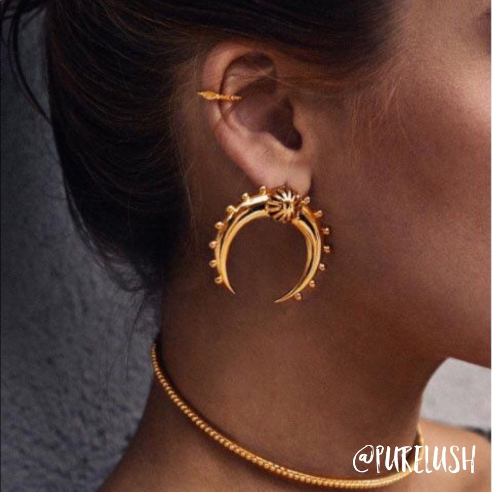 ONE LEFT!!🔥Boho Horn Crescent Moon Gold Earrings